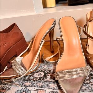 Elegant Silver Strappy Heels